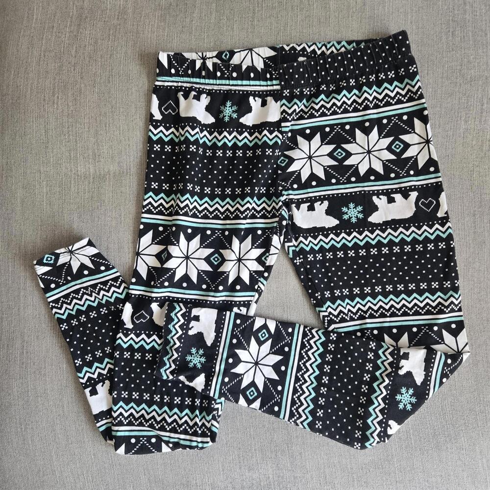 No Boundaries Cotton Winter Leggings Junior Medium (7-9) Stretchy Snowflakes